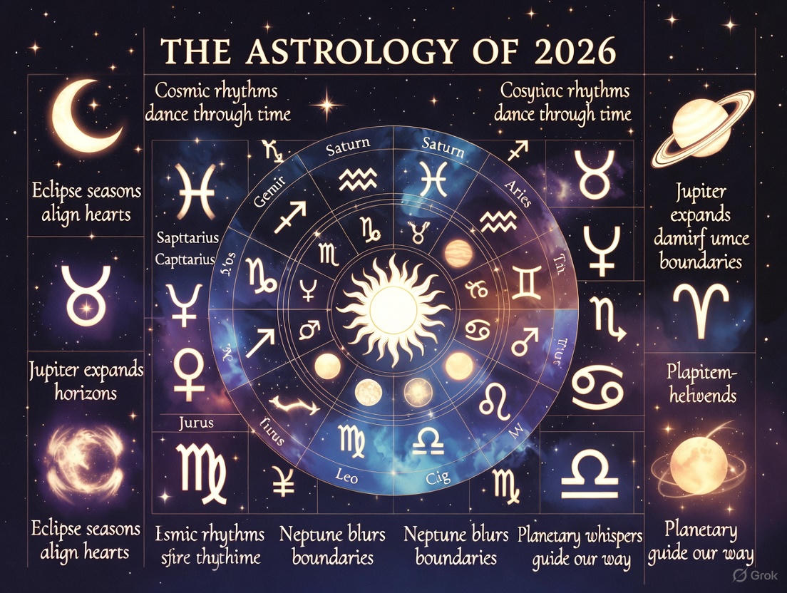 2026 unfurls like a phoenix from ethereal flame, Whispering secrets of rebirth, calling each soul by name. From Aries' bold ignition to Pisces' dreamy tide,